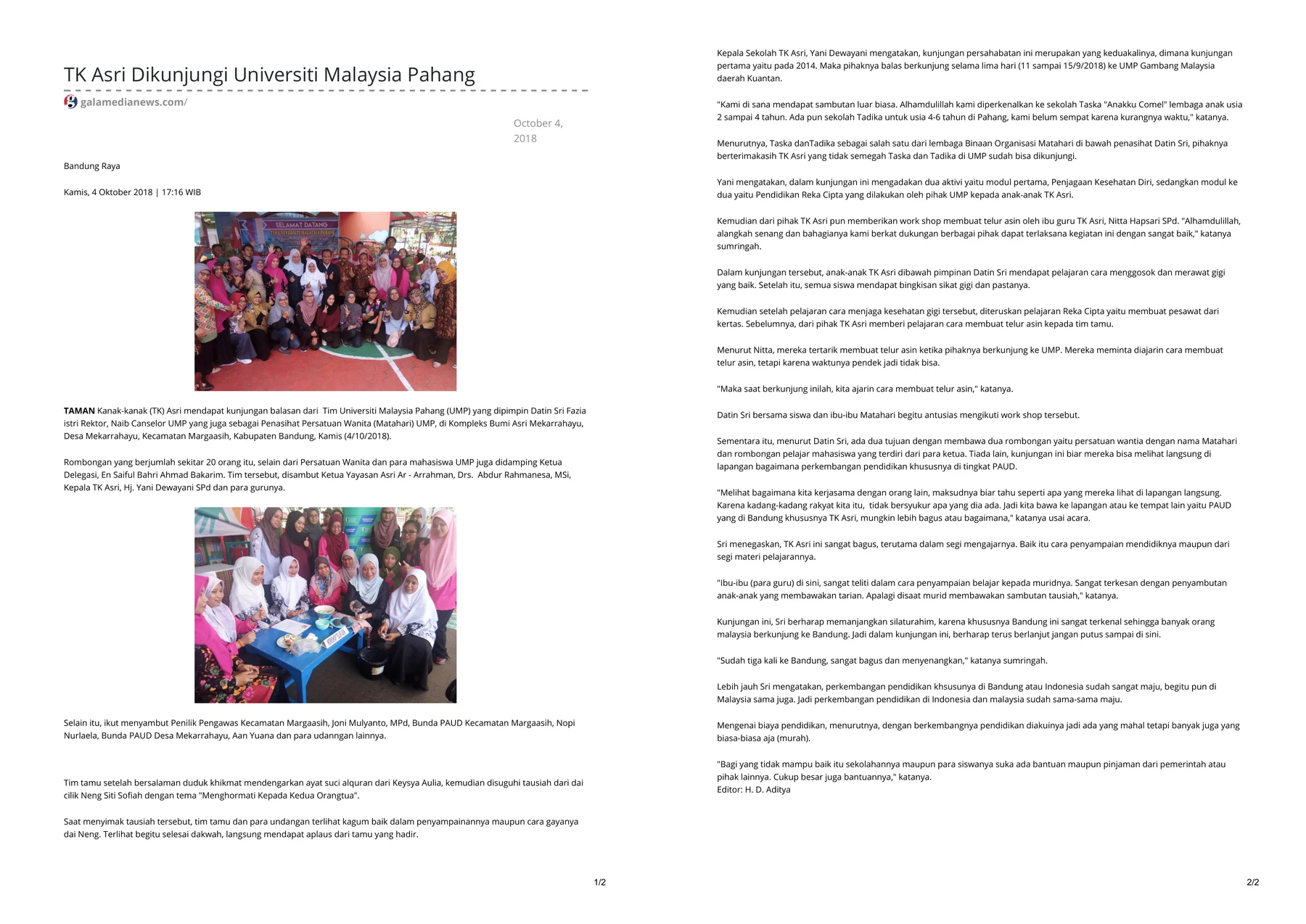 Press clipping: TK Asri Dikunjungi Universiti Malaysia Pahang