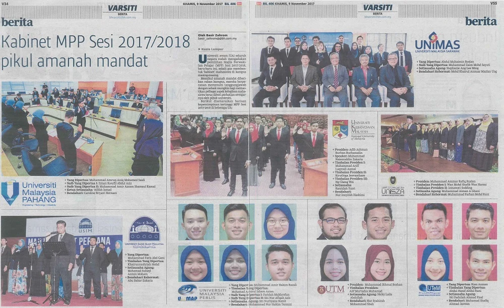 Press clipping: Kabinet MPP Sesi 2017/2018 Pikul Amanah Mandat